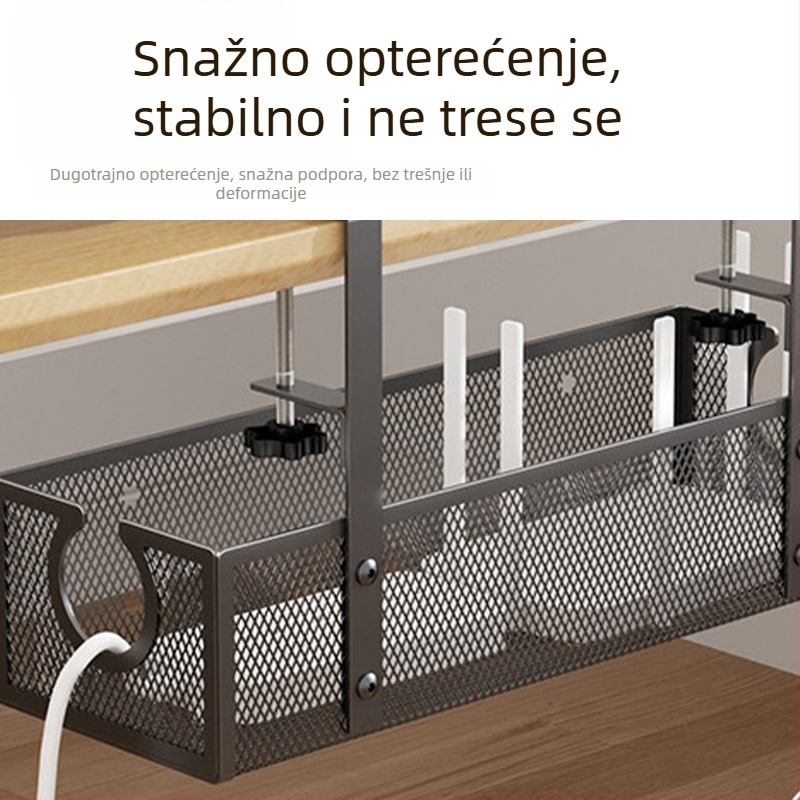 Držač za kablove ispod stola od karbonske čelika, višefunkcionalno skladište, jednodijelni dizajn