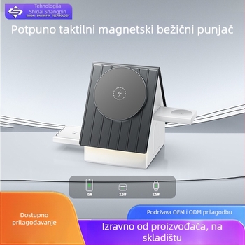 Troj-in-1 bežični stolni punjač s magnetskom bazom – PD brzo punjenje, 15W za telefon, 5W za slušalice, 2,5W za sat