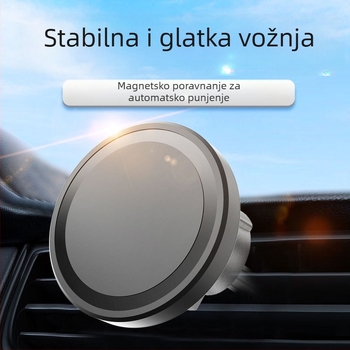 Automobilski magnetski bežični punjač za iPhone – 15W brzo punjenje QC3.0, 9V/2A, 12V/2A, nosač za telefon