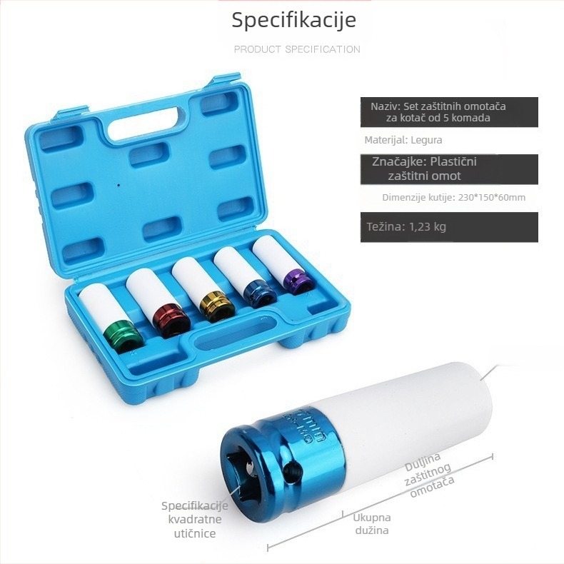 Produžni zaštitni rukav za gume za pneumatski odvijač s zaštitnim kućištem za vijke na gumama