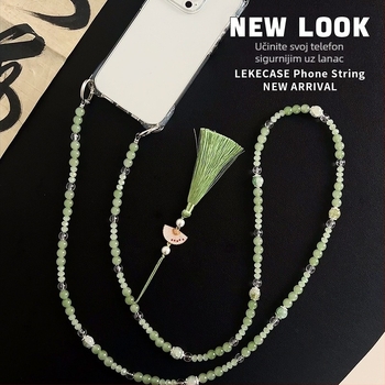 Lančić za mobitel s koraljkama i bojtom - akril, ručno izrađeno, žičano uže, metalna kopča, Le shell