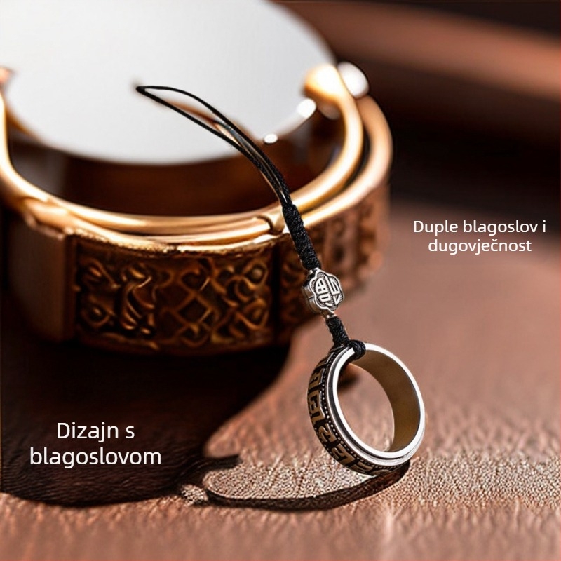 Privjesak za futrolu mobitela s narukvicom, okretni metalni prsten, motiv Six-Character Mantra, unisex dekorativni dodatak, lijevani spoj