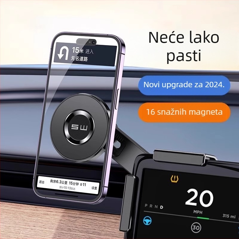 Tesla Model Y magnetski držač za telefon u automobilu s plutajućim zaslonom, snap-on montaža, 10W bežično punjenje