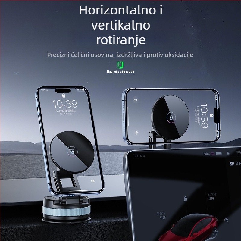 Držač za mobitel u automobilu sa usisnom čašom, magnetskim vakuum dizajnom, sklopnim dizajnom