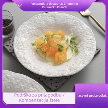 Porcelanski set s kamenim uzorkom, otporan na mikrovalnu; uključuje jušnu tanjur, duboku tanjur i tanjur za večeru zapadnog stila; površina ispod glazure.