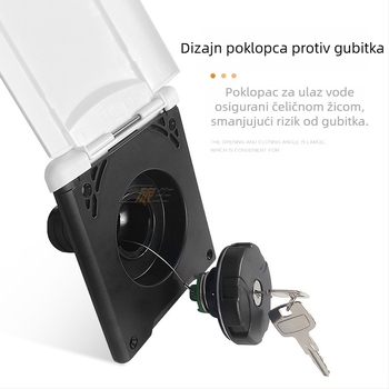 RV gravitacijski otvor za gorivo, kvadratni ulaz za gorivo s poklopcem i zaključavanjem, dodaci za prilagodbu kamp-vozila