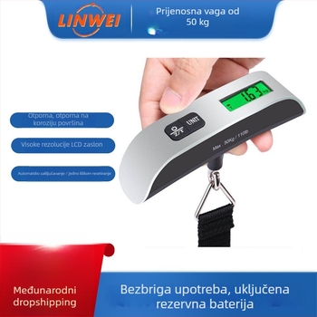 T-tip prijenosna elektronička vaga za prtljagu, 50 kg/10 g, model OCS-13, napajanje CR2032