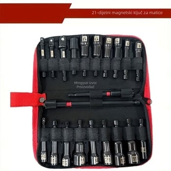 Magnetski set odvijača za matice, dugi odvijači za matice, 16–21 kom, S2 legura čelika, neto težina 1,17