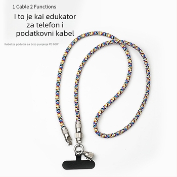Soson 2-u-1 lanyard kabel za podatke USB-C i Lightning, pleteni, PD60W brzo punjenje, kopča od cinkovog legura
