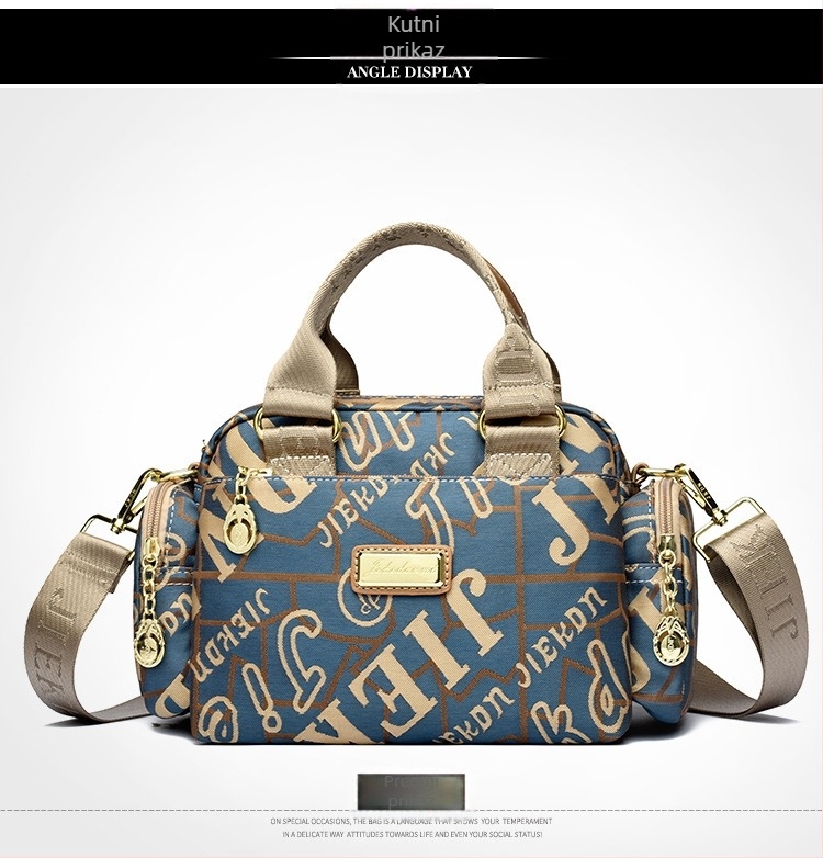 Ženska torbica od Oxford platna, vodootporna, kompaktni kvadratni oblik, zatvarač, unutarnje pretince (džep za mobitel, ID karticu), poliester podstava