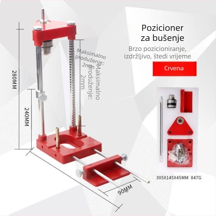 Woodpeckers prijenosni bušački lokator – precizan stolarski lokator, konstrukcija od metala i tehničke plastike, za kućnu uporabu