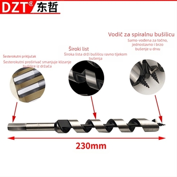 DZT/Dongzhe 6-dijelni set svrdla za drvo u drvenoj kutiji, 6-20