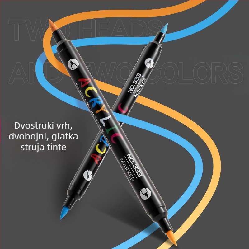 Akrilni marker s dvostrukim vrhom, vodootporan, mekan vrh za graffiti