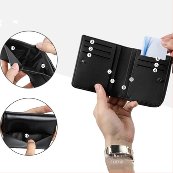 Muški novčanik od prave kože sa zatvaračem na zip, koža prve slojevine, vodootporan, protiv krađe