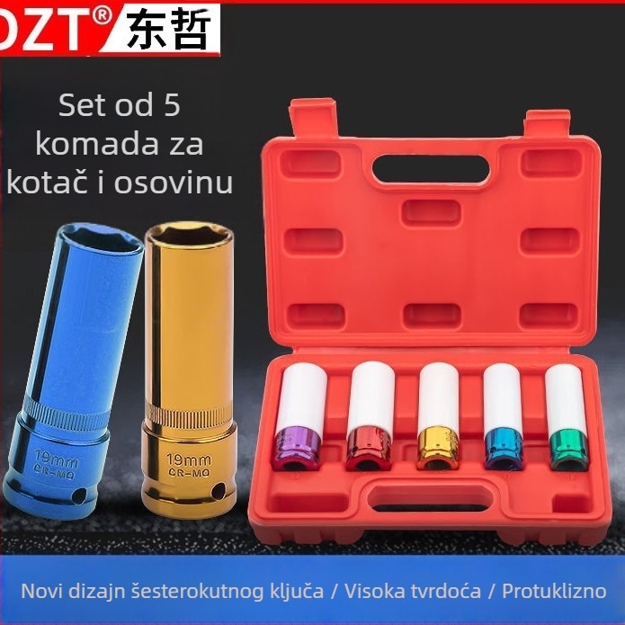 Set umetaka za utični ključ, 3 komada, krom-vanadij čelik, polirano kromiranje, metrički standard