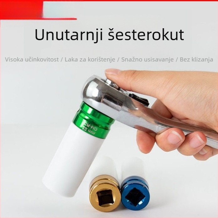 Set umetaka za utični ključ, 3 komada, krom-vanadij čelik, polirano kromiranje, metrički standard