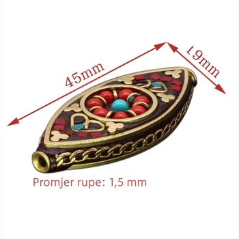 Slobodne bakrene perle s ugradom crvenog tirkiza, egzotični etnički stil, Angel Eye spacer perle