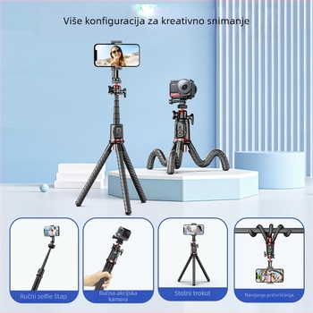 Three Eight C03: Oktod tripod za telefon i GoPro s Bluetooth daljinskim upravljačem – plastični