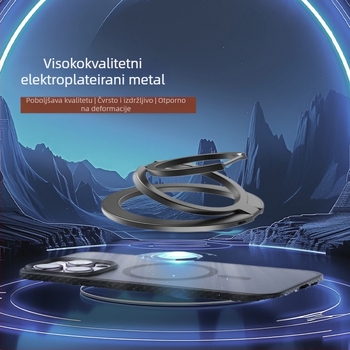 Držač za mobitel s prstenom i magnetom, od legure, trostruki sklopivi dizajn, uključuje magnetsku ploču, ljepilo, sjajnu naljepnicu