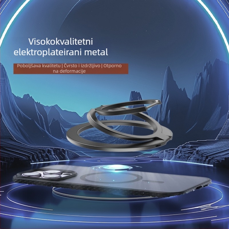 Držač za mobitel s prstenom i magnetom, od legure, trostruki sklopivi dizajn, uključuje magnetsku ploču, ljepilo, sjajnu naljepnicu