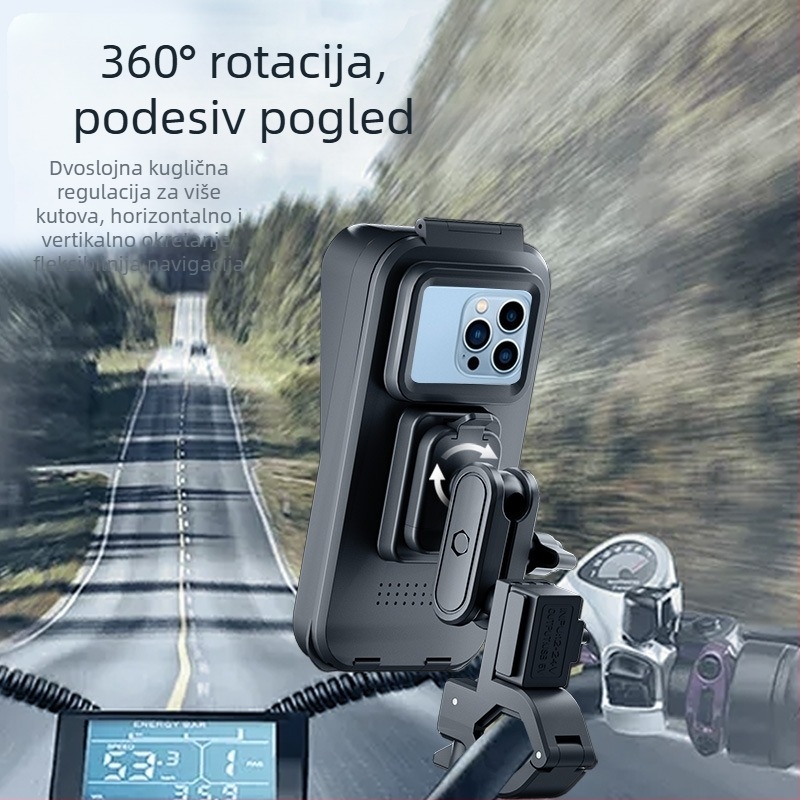 Držač telefona s napajanjem za električni motocikl, vodootporan plastični nosač za navigaciju na biciklu