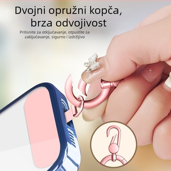 Lančić za mobitel s metalnim remenom i metalnom kopčom, elektroplatirani završetak, unisex, metalni klip