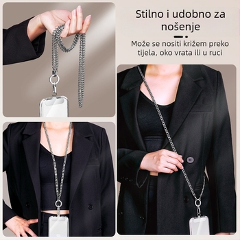 Lančić za mobitel s metalnim remenom i metalnom kopčom, elektroplatirani završetak, unisex, metalni klip