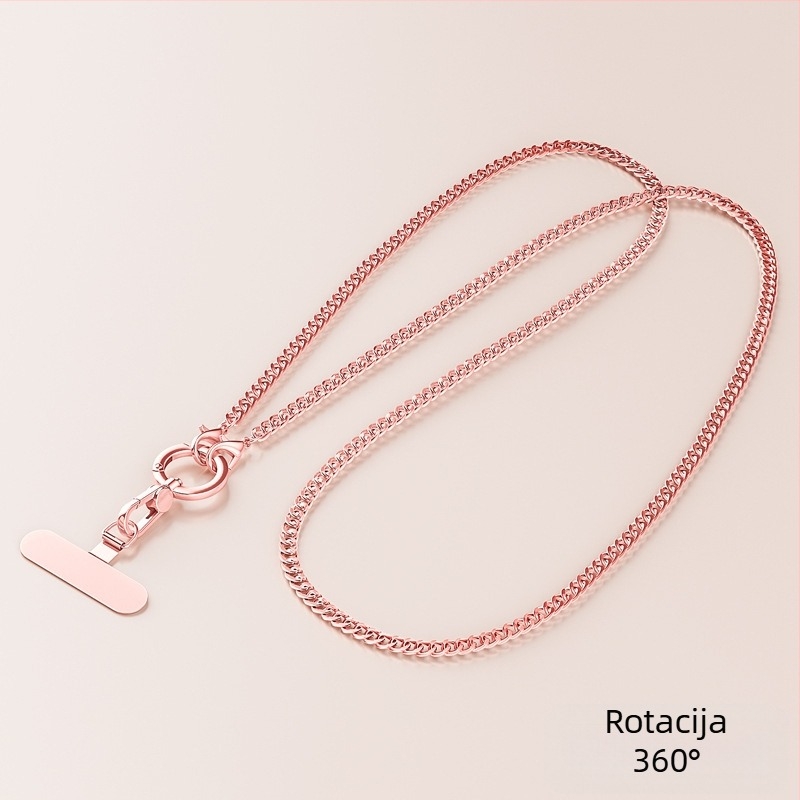 Lančić za mobitel s metalnim remenom i metalnom kopčom, elektroplatirani završetak, unisex, metalni klip