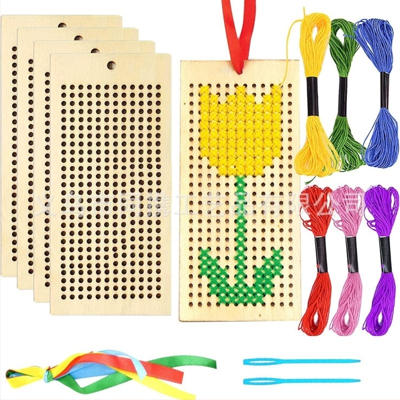 DIY Drveni set za knjižne oznake s križnim bodom, Boxwood, moderni minimalistički stil, za kućnu uporabu