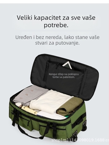 Kotačićem opremljena putna torba od Oxford platna, unisex — prozračna, vodootporna, otporna na habanje; podstava od poliestera (Materijal: Oxford platno; Podstava: poliester; Funkcije: prozračna, vodootporna, otporna na habanje; Stil: rekreacijsko putovanj