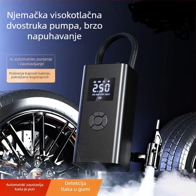 Automobilska pumpa za nadimanje s LED rasvjetom, 12V, 120W, 50 L/min, digitalni zaslon