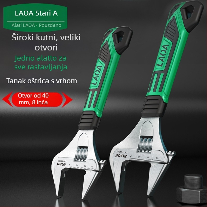 Old A prilagodljivi ključ – višenamjenski alat za kupaonu i vodovod, industrijske kvalitete, velik otvor, od krom-vanadij čelika, termički obrađen