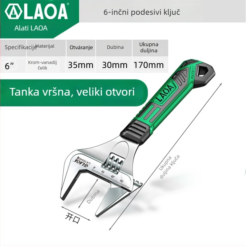 Old A prilagodljivi ključ – višenamjenski alat za kupaonu i vodovod, industrijske kvalitete, velik otvor, od krom-vanadij čelika, termički obrađen