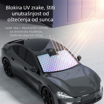 Automobilska sjenila za prednje staklo, materijal laserski film, montaža usisnim čašicama, kompatibilno s prednjim staklom, jednostavan stil