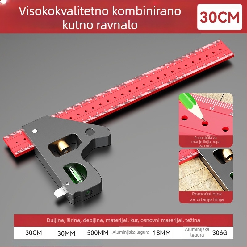 90 stupnjeva drvarski mjerni kut i višenamjenski mjerni kut – debeli, visoke preciznosti, univerzalni kombinirani mjerni kut