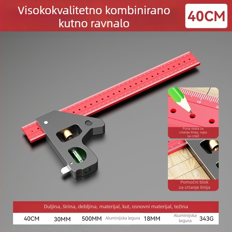 90 stupnjeva drvarski mjerni kut i višenamjenski mjerni kut – debeli, visoke preciznosti, univerzalni kombinirani mjerni kut