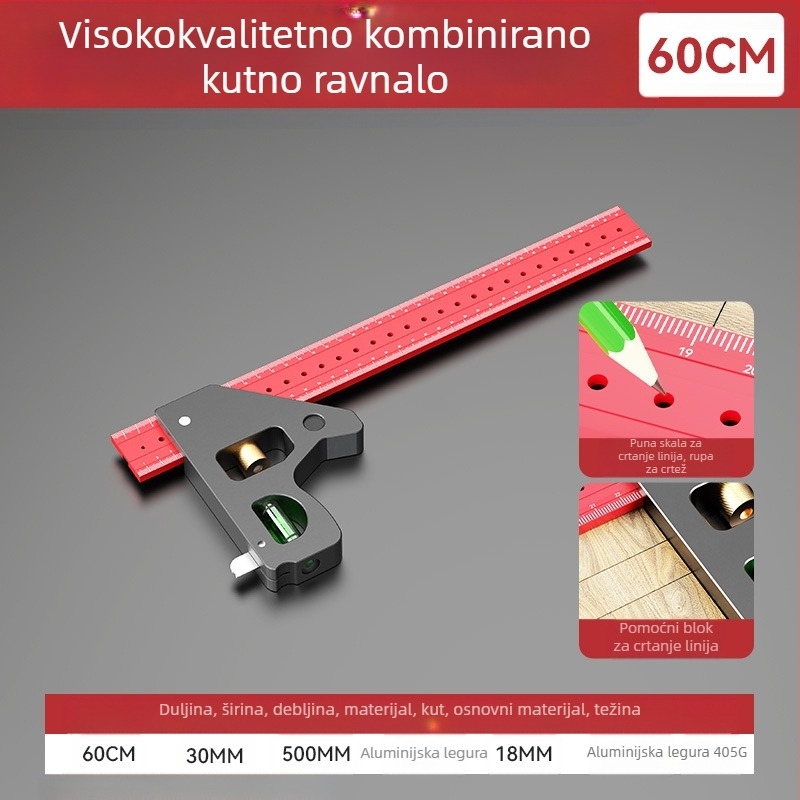 90 stupnjeva drvarski mjerni kut i višenamjenski mjerni kut – debeli, visoke preciznosti, univerzalni kombinirani mjerni kut