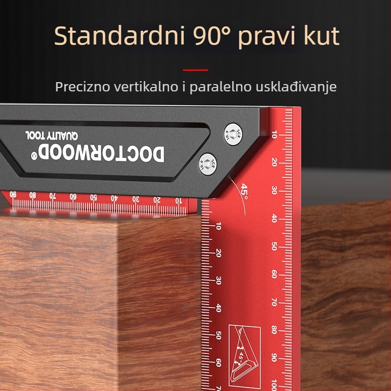 Visoko precizan debeli aluminijski kut sa širokom bazom, 90°