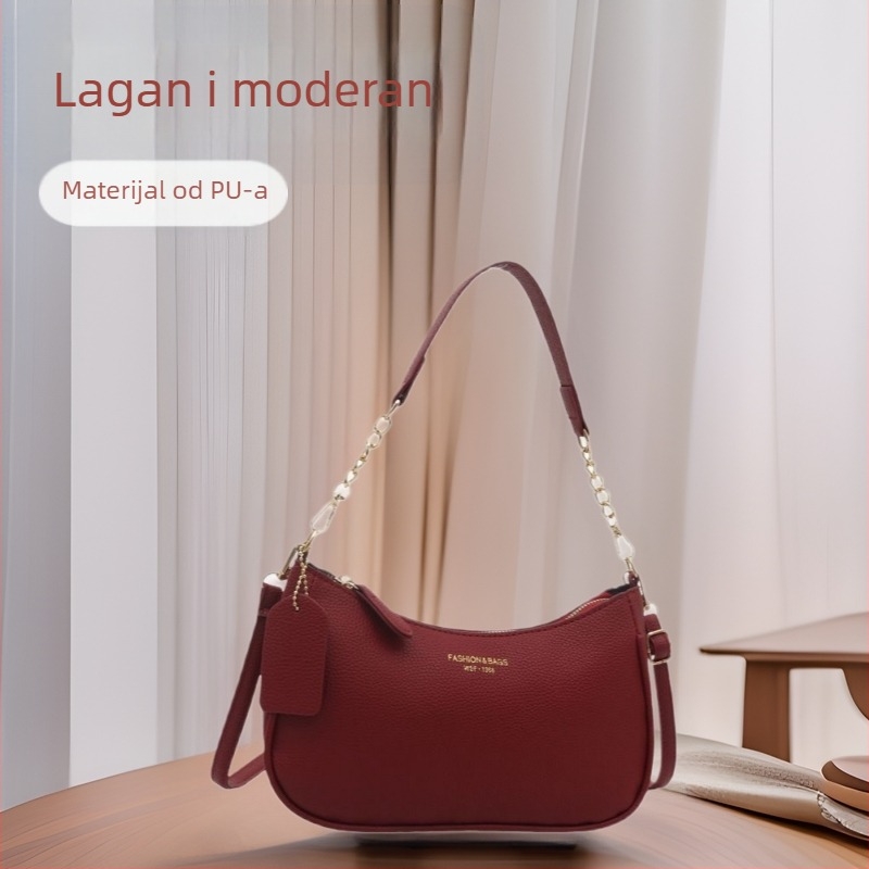 Jednoručna Crescent torba, PU, zatvarač, proljeće 2025, gradski stil