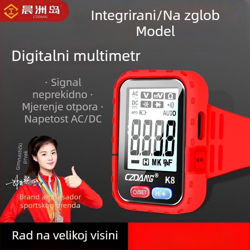 Digitalni multimetar visoke preciznosti, višenamjenski, s osvijetljenom narukvicom za zglob