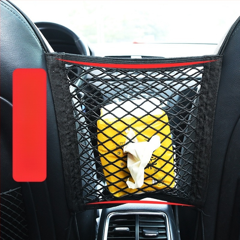 Mrežasta torbica za stražnji dio sjedala automobila s dvostrukim pretincima, univerzalna prilagodba, elastično vješanje, Oxford materijal