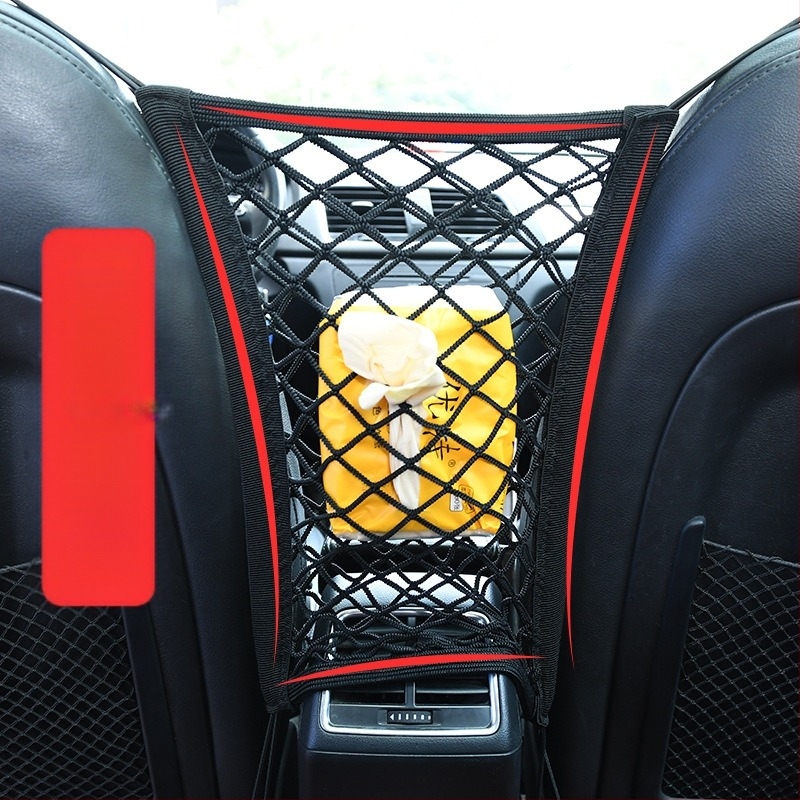 Mrežasta torbica za stražnji dio sjedala automobila s dvostrukim pretincima, univerzalna prilagodba, elastično vješanje, Oxford materijal