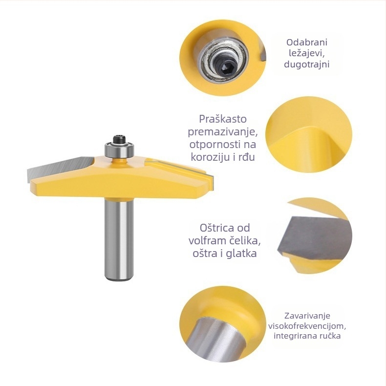 Frez za vrata s kosim rubom, kuglasta vrh, s 12-osi vretenom, za drvenu stolariju