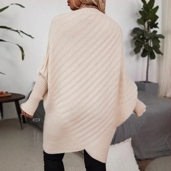 Pulover s V-izrezom, bat rukavi, slobodan kroj, Arctic velvet tkanina (polyester i akril)