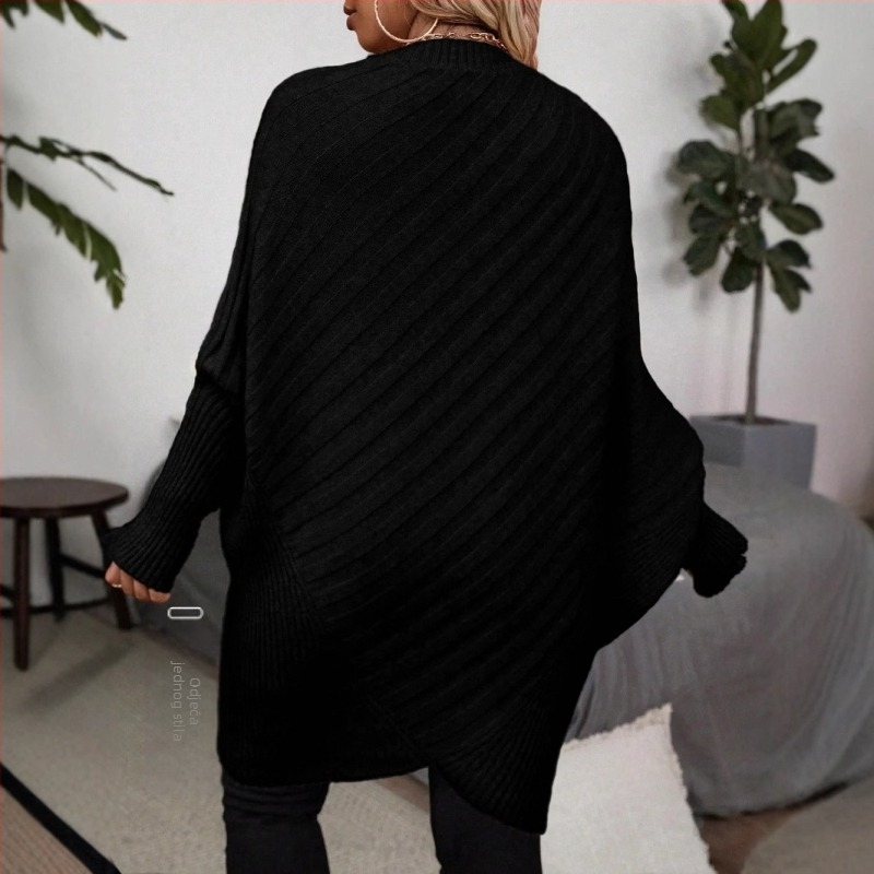 Pulover s V-izrezom, bat rukavi, slobodan kroj, Arctic velvet tkanina (polyester i akril)