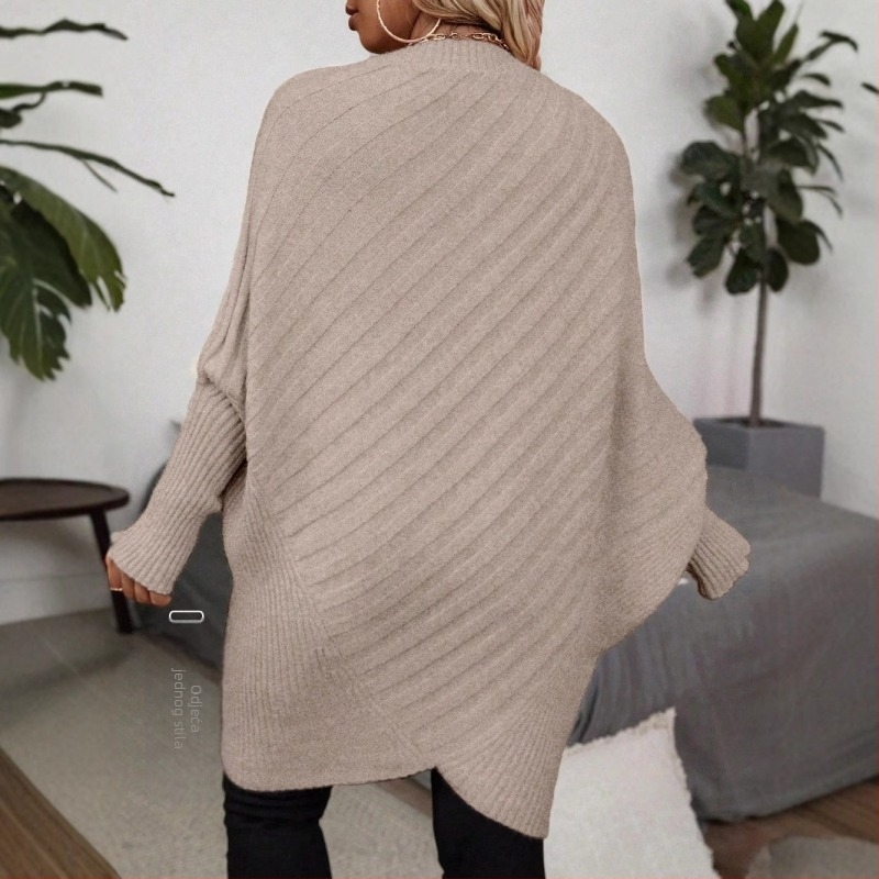 Pulover s V-izrezom, bat rukavi, slobodan kroj, Arctic velvet tkanina (polyester i akril)