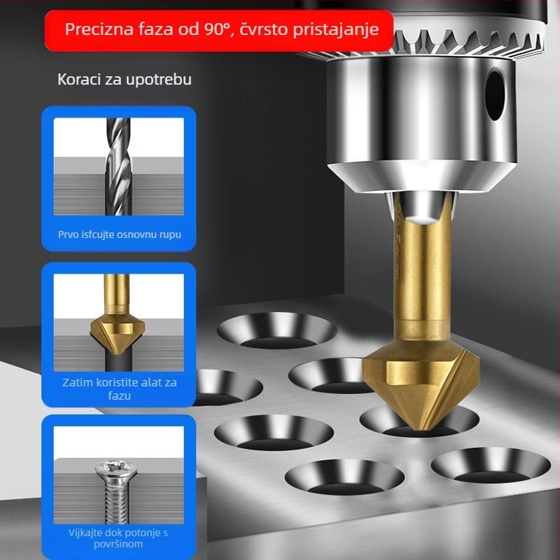 Journalists 90° trozubni titanijem premazani frek za obradu drveta s otvaranjem rupa, potpuno oštren