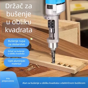 Čvrsti držač bušilice sa kvadratnim otvorom za ručne i stolne bušilice, pretvoren u držač ručne bušilice