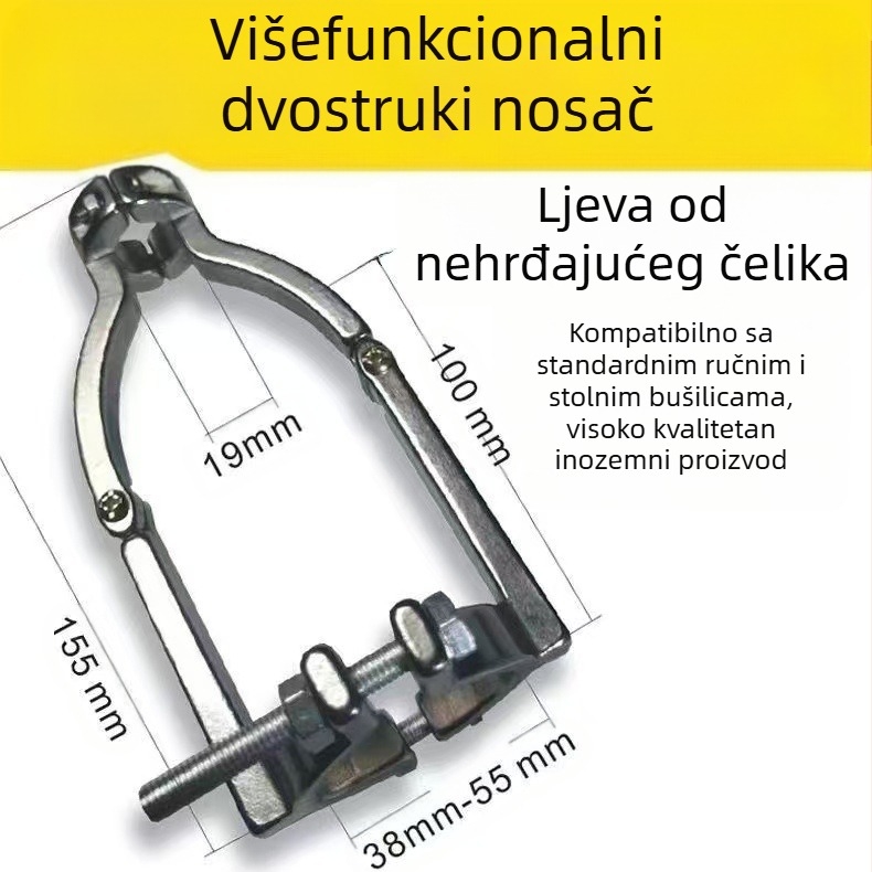Čvrsti držač bušilice sa kvadratnim otvorom za ručne i stolne bušilice, pretvoren u držač ručne bušilice