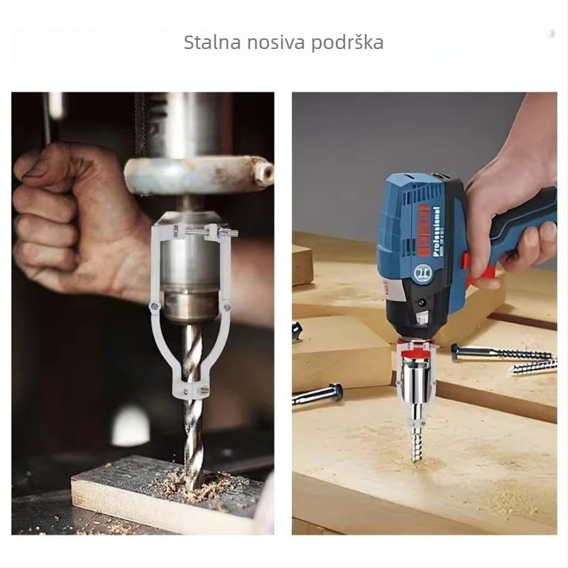 Čvrsti držač bušilice sa kvadratnim otvorom za ručne i stolne bušilice, pretvoren u držač ručne bušilice